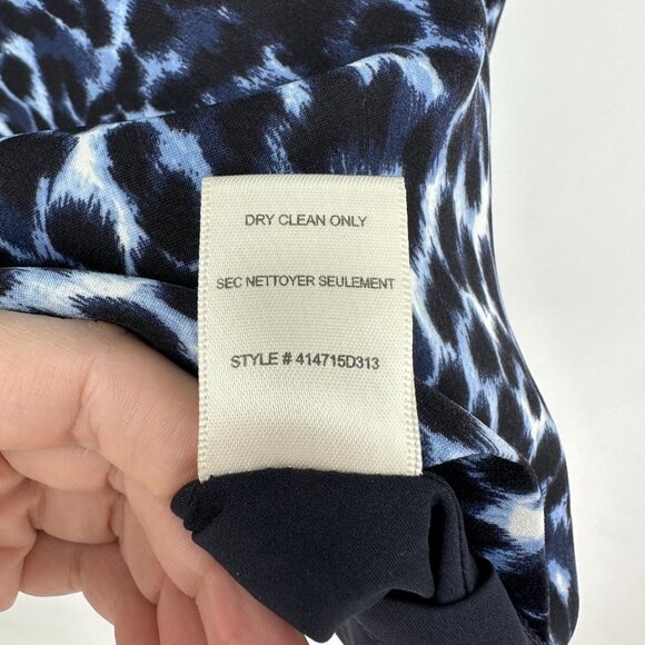 Rebecca Taylor Lynx Blue Leopard Print Mini Fit-n-Flare Dress Blue Size 4 - Picture 9 of 10
